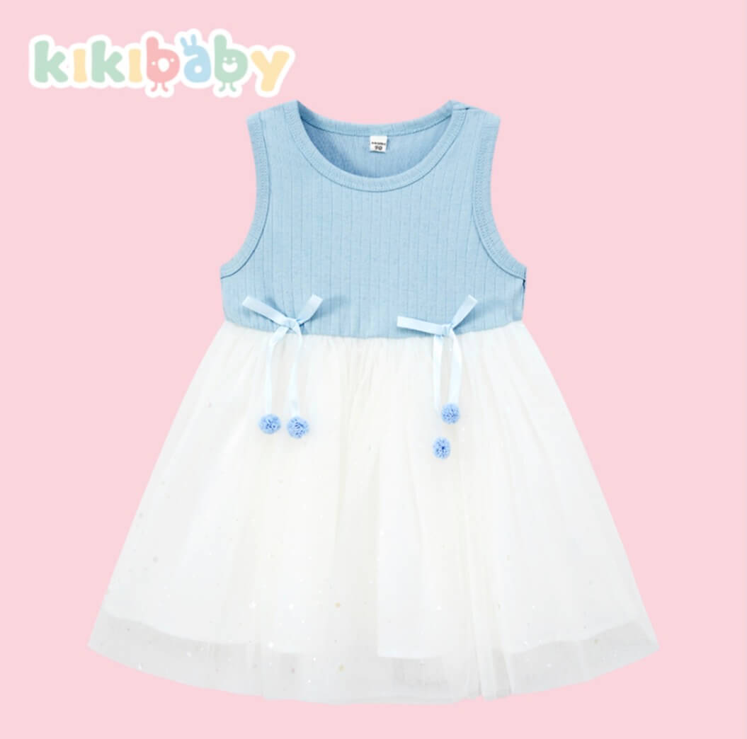 Blue Ribbon Pom-Pom Dress