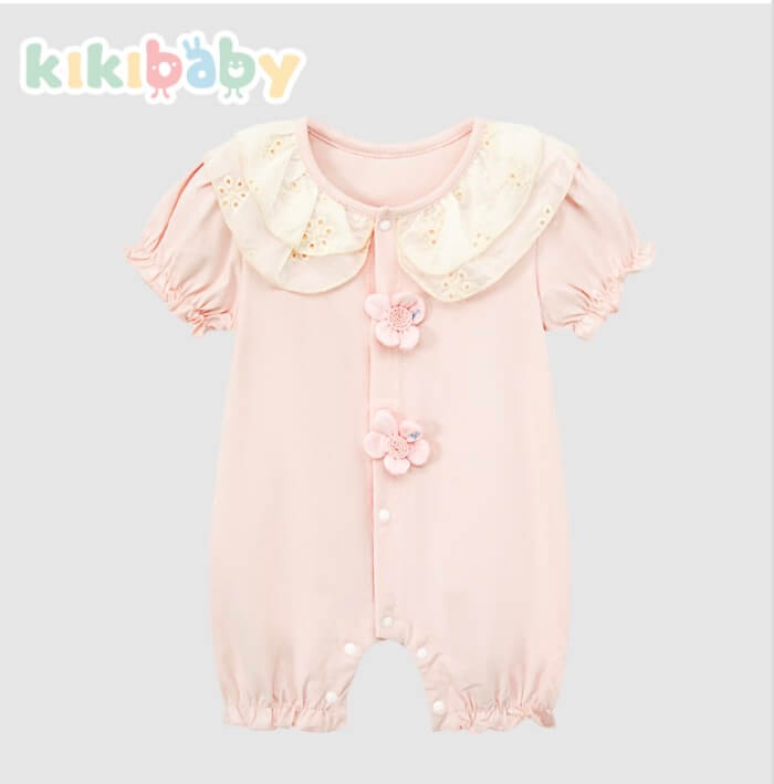 Pink Puffed Blossom Romper