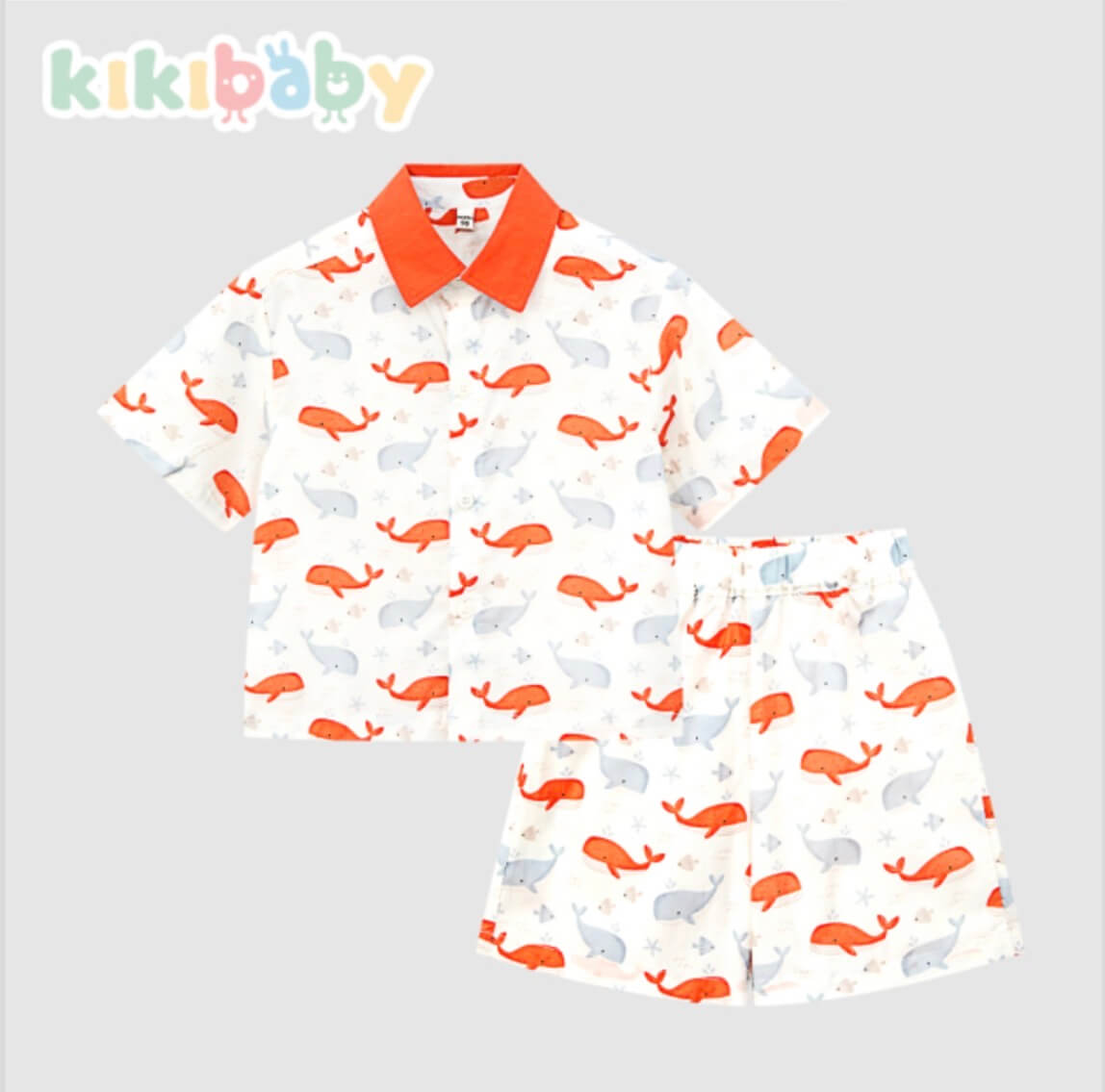 Orange Whale Shirt & Shorts Set