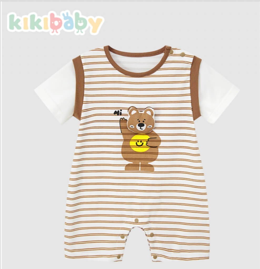 Teddy Stripe Baby Romper