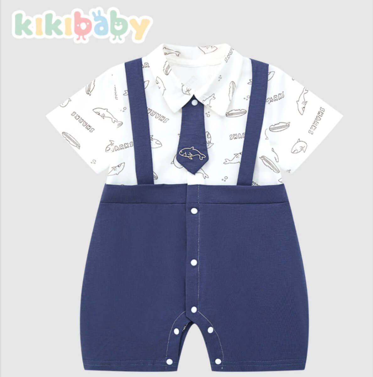 Shark Suspender Baby Romper