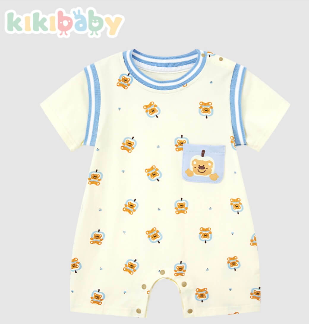 Blue Bear Pocket Baby Romper